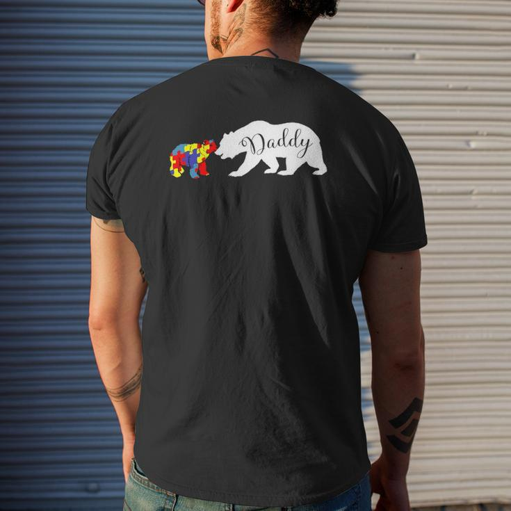 Daddy Bear Autism Awareness Month Dad Men Mens Back Print T-shirt Gifts for Him
