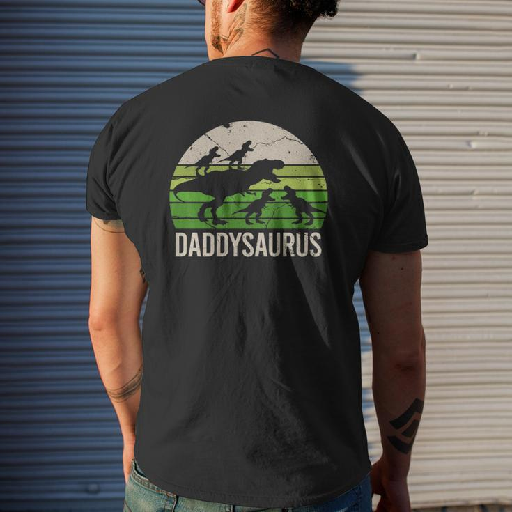 Daddy Dinosaur Dad Daddysaurus Four Kids Mens Back Print T-shirt Gifts for Him