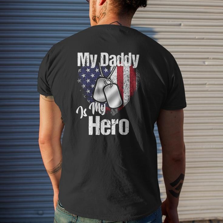 My Daddy Is My Hero Military Dog Tags Usa Flag Heart Mens Back Print T-shirt Gifts for Him