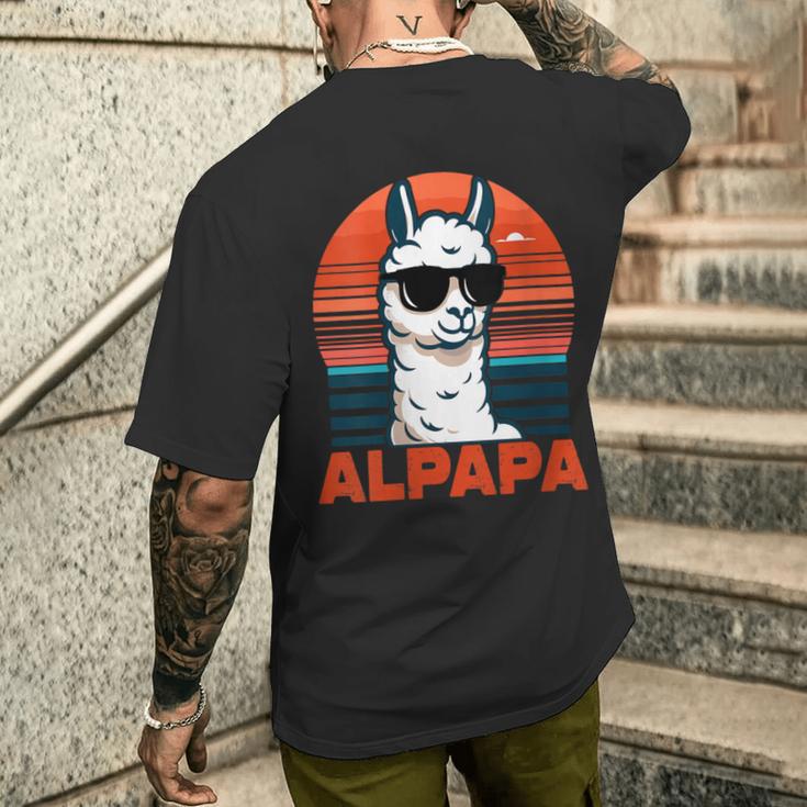 Damen Alpapaatertag Bester Papa Alpaka Alpapa Mit Sonnenbrille Mit-Ausschnitt T-Shirt mit Rückendruck Geschenke für Ihn