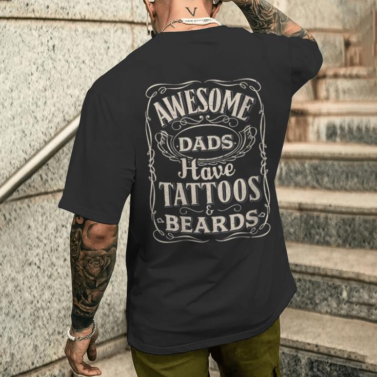 Damen Fantastischeäter Haben Tattoos Und Bärte Papa Geschenke Mit-Ausschnitt T-Shirt mit Rückendruck Geschenke für Ihn