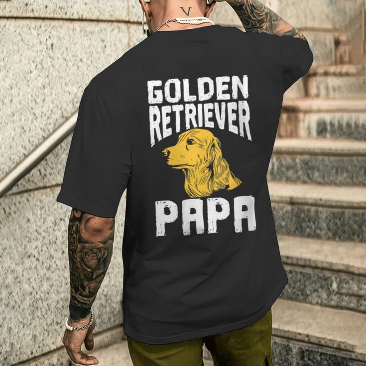 Damen Golden Retriever Hundehalter Besitzerater Papa Dad Mit-Ausschnitt T-Shirt mit Rückendruck Geschenke für Ihn