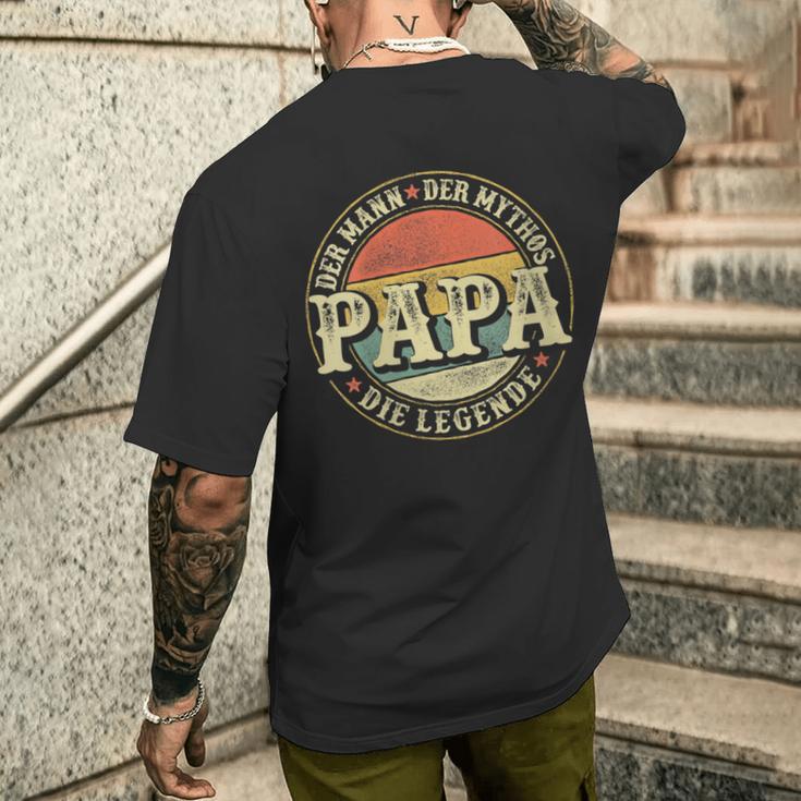 Damen Herrenintage Papa Der Mann Der Mythos Die Legendeatertag Mit-Ausschnitt T-Shirt mit Rückendruck Geschenke für Ihn