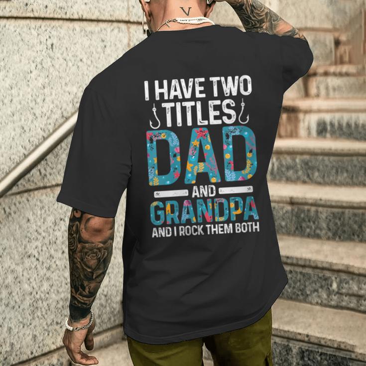 Damen Ich Habe Zwei Titel Papa Und Opa Großvater Mit-Ausschnitt T-Shirt mit Rückendruck Geschenke für Ihn