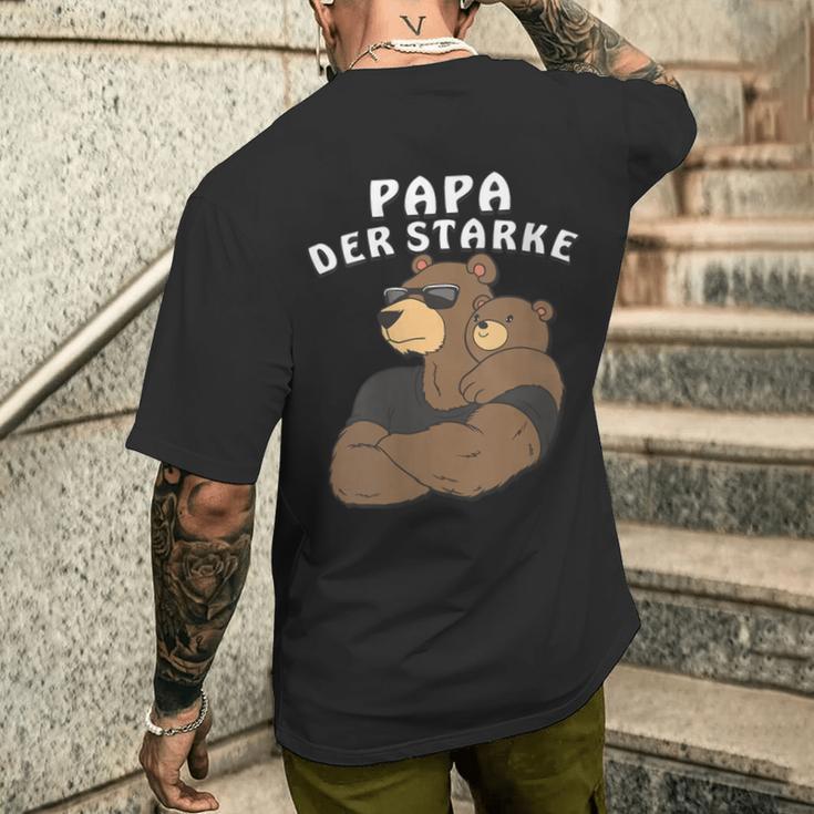 Damen Papa Der Starkeater Familie Bär Papabear Papa Mit-Ausschnitt T-Shirt mit Rückendruck Geschenke für Ihn