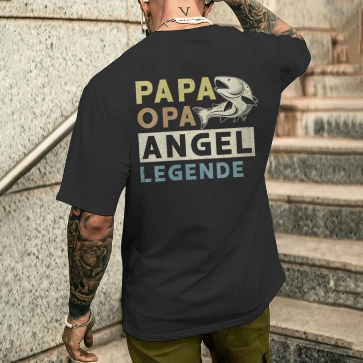 Damen Papa Opa Angel Legende Geschenk Zumatertag Für Angler Mit-Ausschnitt T-Shirt mit Rückendruck Geschenke für Ihn