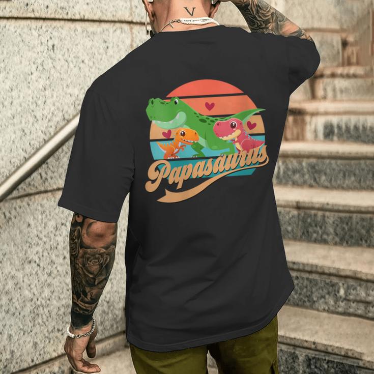 Damen Papasaurus Lustigesater Spruch Papa Dino Mit-Ausschnitt T-Shirt mit Rückendruck Geschenke für Ihn