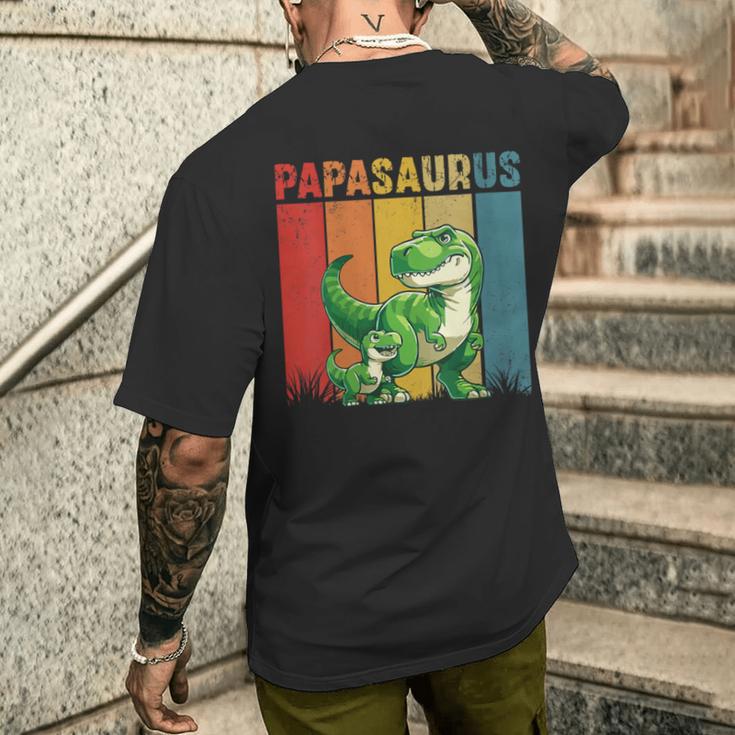 Damen Papasaurusatertag Bester Papa T-Rex Papa Mit-Ausschnitt T-Shirt mit Rückendruck Geschenke für Ihn