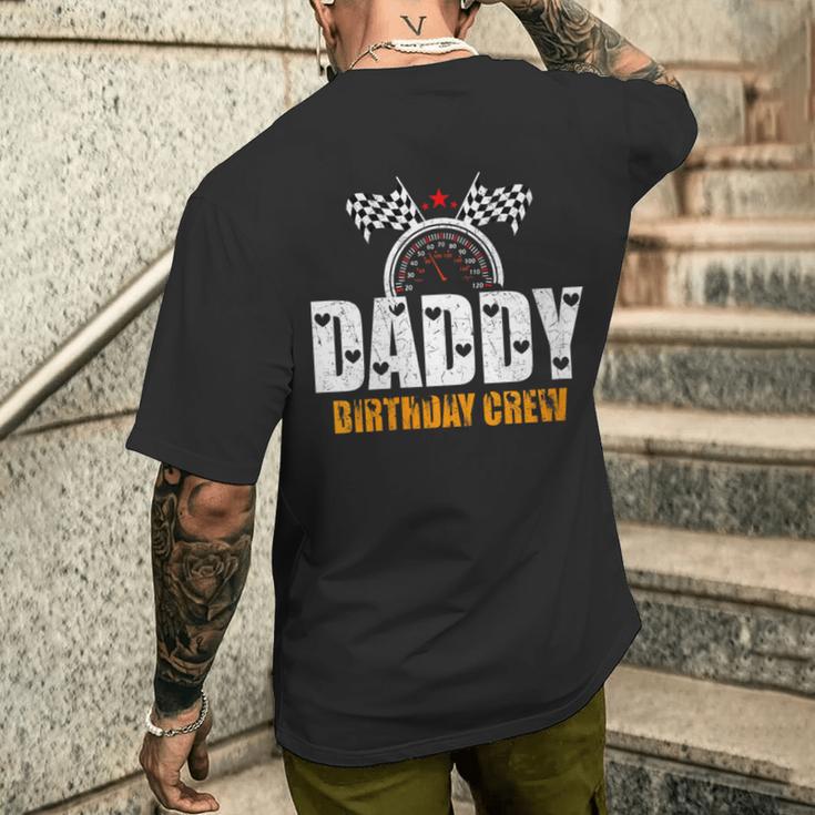 Damen Rennauto Papa Geburtstag Party Racing Family Daddy Pit Crew Mit-Ausschnitt T-Shirt mit Rückendruck Geschenke für Ihn