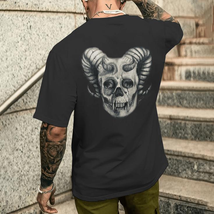 Dämonenschädel Demon Skull Totenkopf Teufel T-Shirt mit Rückendruck Geschenke für Ihn