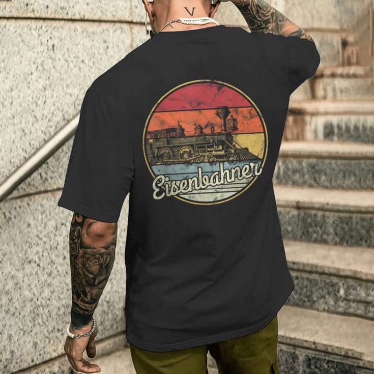 Dampflokomotive Eisenbahner Dampflok Vintage T-Shirt mit Rückendruck Geschenke für Ihn