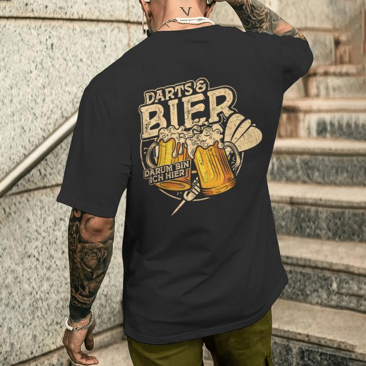Darts Und Bier Darum Bin Ich Hier Dartspieler Dart T-Shirt mit Rückendruck Geschenke für Ihn