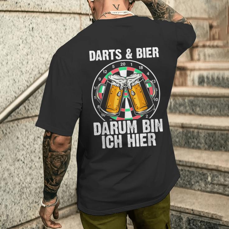 Darts Und Bier Darum Bin Ich Hier Dartspieler T-Shirt mit Rückendruck Geschenke für Ihn