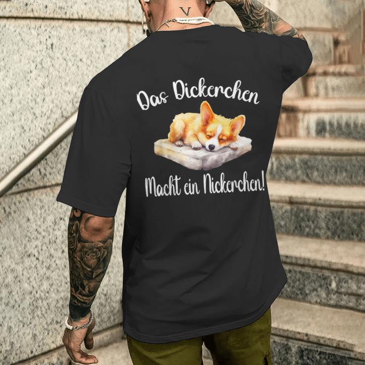 Das Dickerchen Macht Ein Nap Corgi Pyjamas Dog T-Shirt mit Rückendruck Geschenke für Ihn