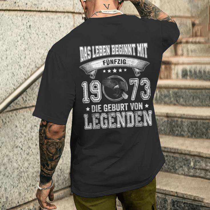 Das Leben Beginnt Mit Fifty 1973 Die Geburton Legenden T-Shirt mit Rückendruck Geschenke für Ihn