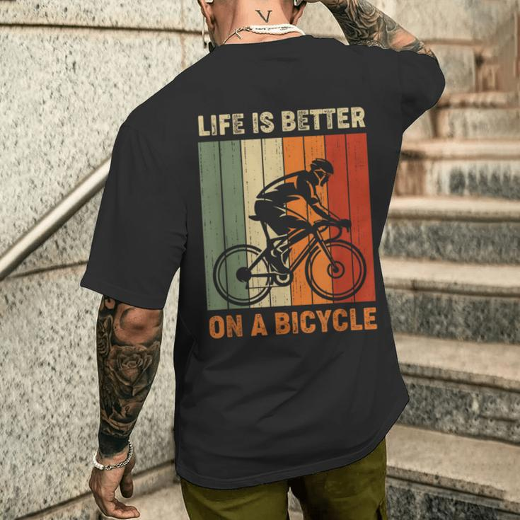 Das Leben Ist Besser Auf Einem Fahrrad Cycling T-Shirt mit Rückendruck Geschenke für Ihn