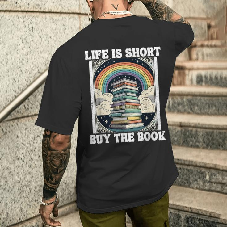 Das Leben Ist Kurz Aber Das Buch Bücher Lesen T-Shirt mit Rückendruck Geschenke für Ihn