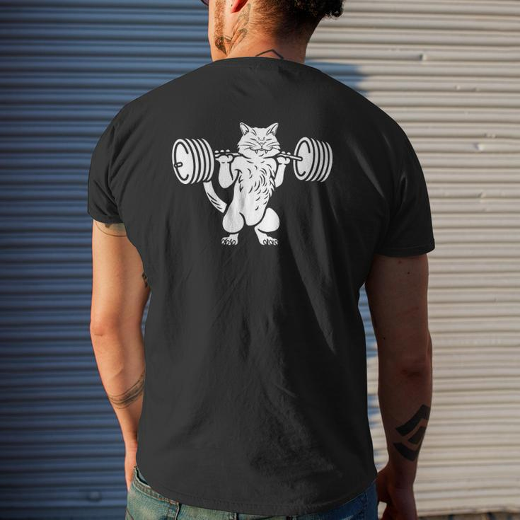 Deadlift Cat Power Squat Exercise Workout Mens Back Print T-shirt Gifts for Him