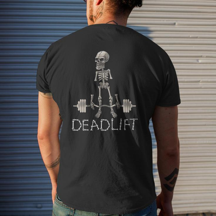 Deadlift Exhausted Skeleton Bodybuilder Gym Powerlifting Mens Back Print T-shirt Gifts for Him