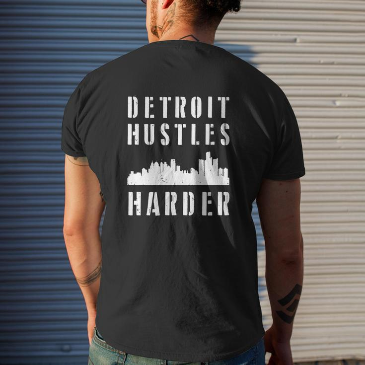 Detroit Hustles Harder City Silhouette Mens Back Print T-shirt Gifts for Him