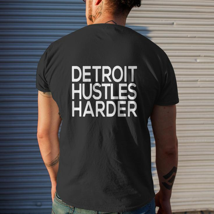 Detroit Hustles Harder Mens Back Print T-shirt Gifts for Him