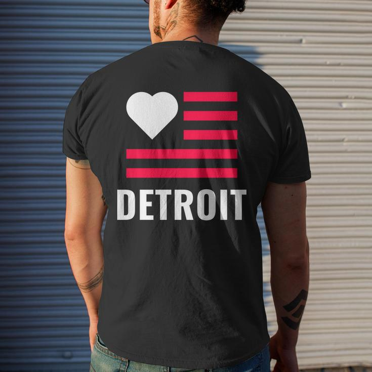Detroit Usa Flag Love Mens Back Print T-shirt Gifts for Him