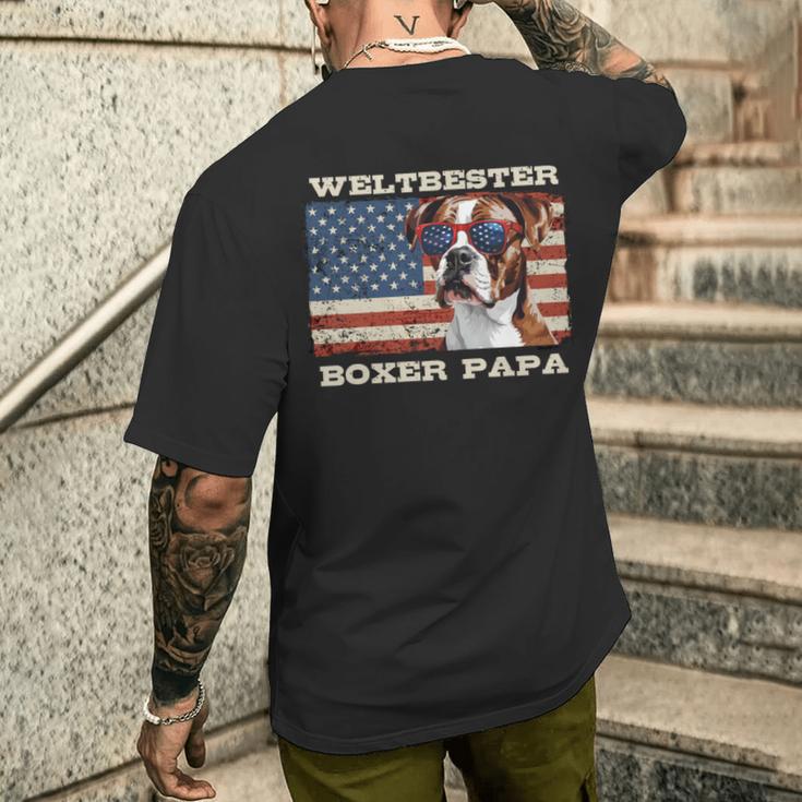 Deutscher Boxer Weltbester Boxer Papa Boxer Hundepapa T-Shirt mit Rückendruck Geschenke für Ihn