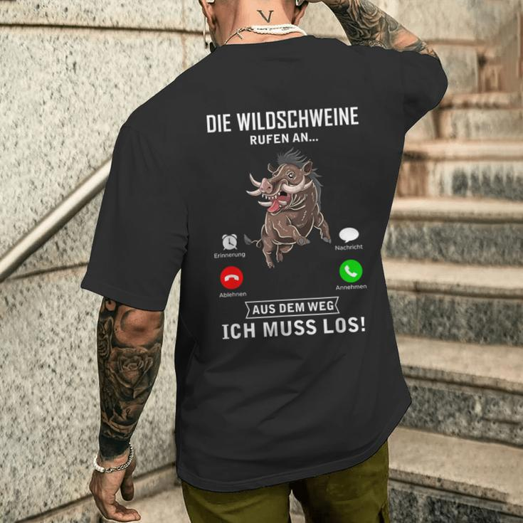 Die Wild Boars Call Heil Hunter Weidmannsheil Hunt T-Shirt mit Rückendruck Geschenke für Ihn