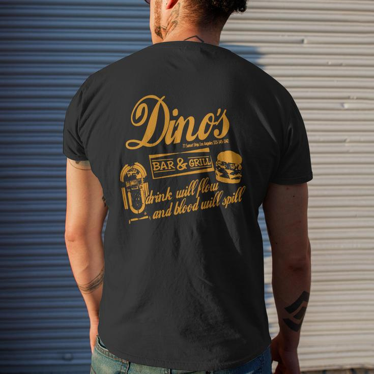 Dino Bar And Grill Mens Back Print T-shirt Gifts for Him