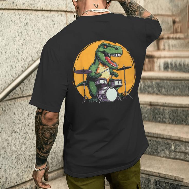 Dinosaurier Schlagzeuger Kurzärmliges Herren-T-Kurzärmliges Herren-T-Shirt, Lustiges T-Rex Musik Motiv Geschenke für Ihn