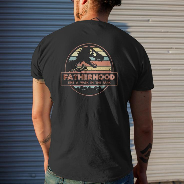 Dinosaurrex Fatherhood Like A Walk In The Park Vintage Mens Back Print T-shirt Gifts for Him