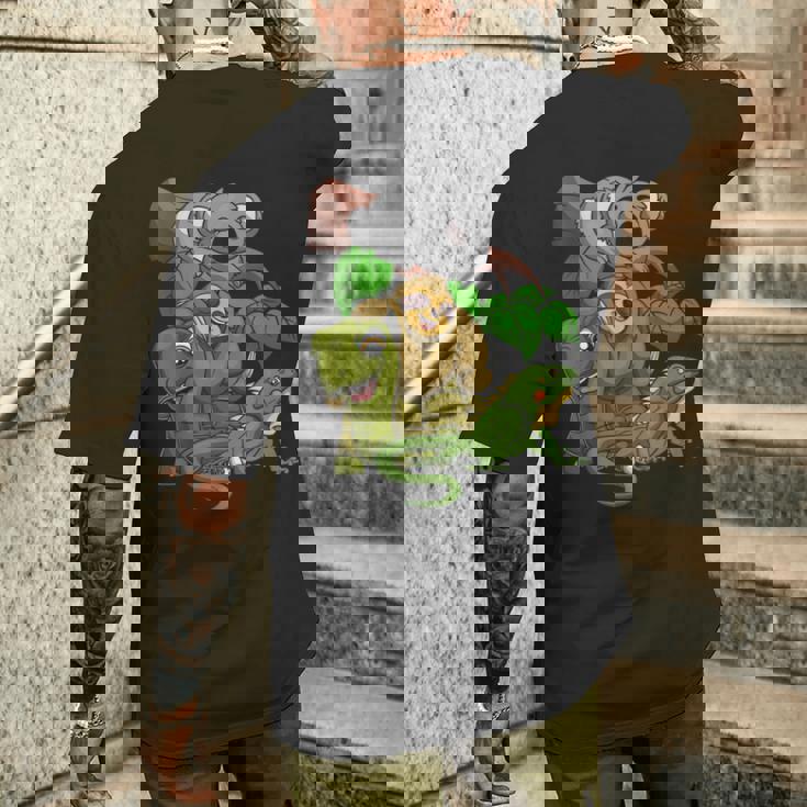 Divertido Coala Perezoso Tortuga Iguana Escuadra Zoo Animal Camiseta Hombre Estampado Espalda Regalos para él