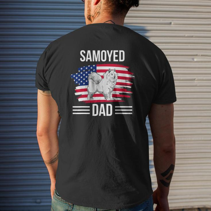 Dog Owner Us Flag 4Th Of July Father's Day Samoyed Dad Mens Back Print T-shirt Gifts for Him