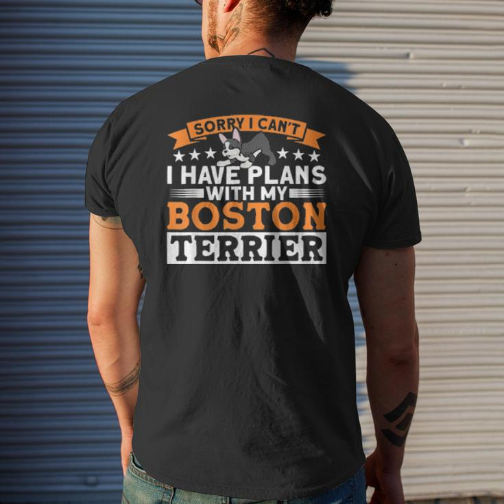 Dog I Have Plans With My Boston Terrier Dog Dad Mens Back Print T-shirt Gifts for Him