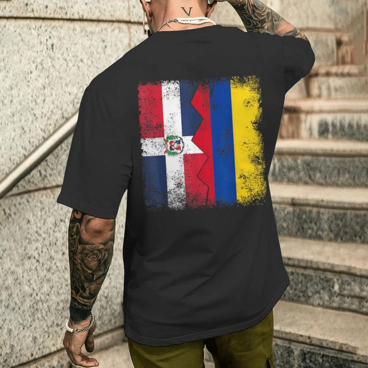 Dominican Republic Roots Half Colombian Flag Colombia Men's T-shirt Back Print Funny Gifts