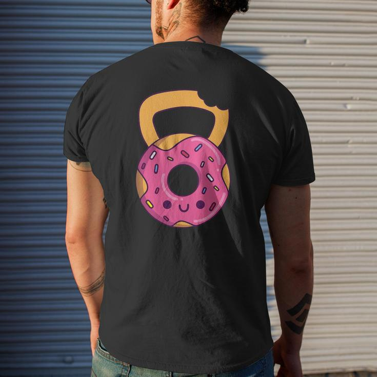 Donut Kettlebell Cartoon Gym Mens Back Print T-shirt Gifts for Him