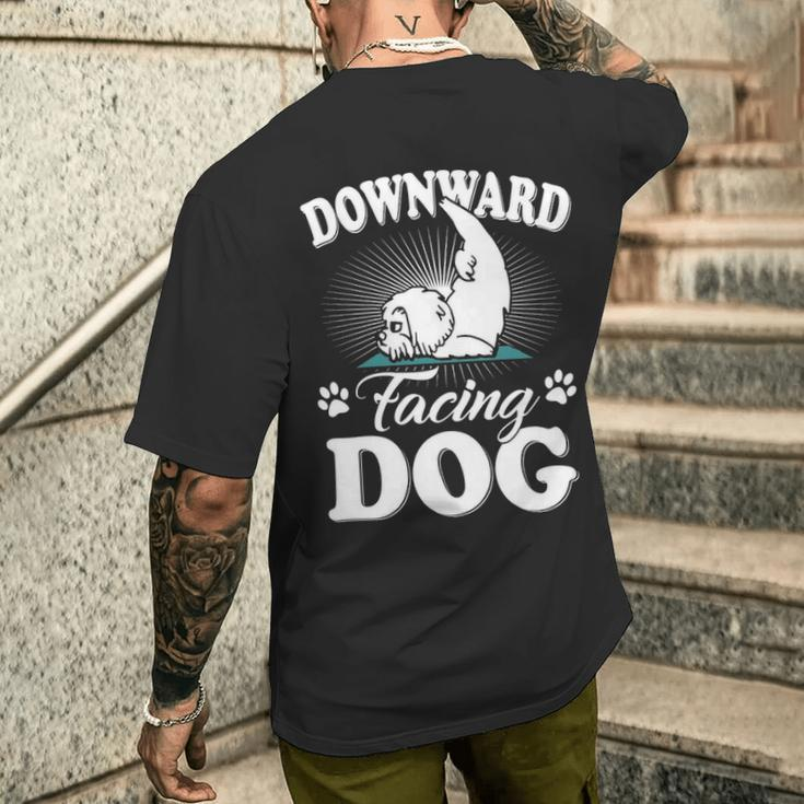 Downward Facing Dog Maltese Yoga Poses Meditation Men's T-shirt Back Print Gifts for Him
