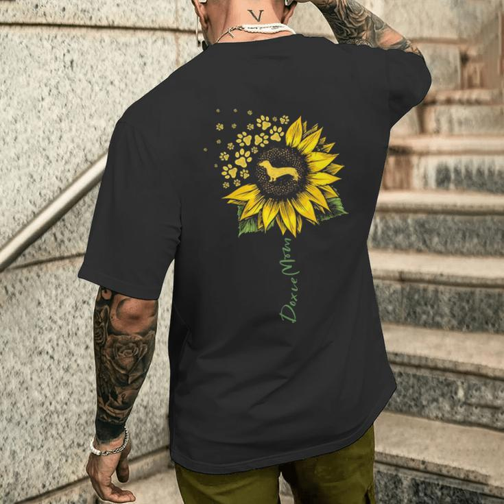 Doxie Mom Sunflower Dachshund Lover Dog Mom Mama Men's T-shirt Back Print Gifts for Him
