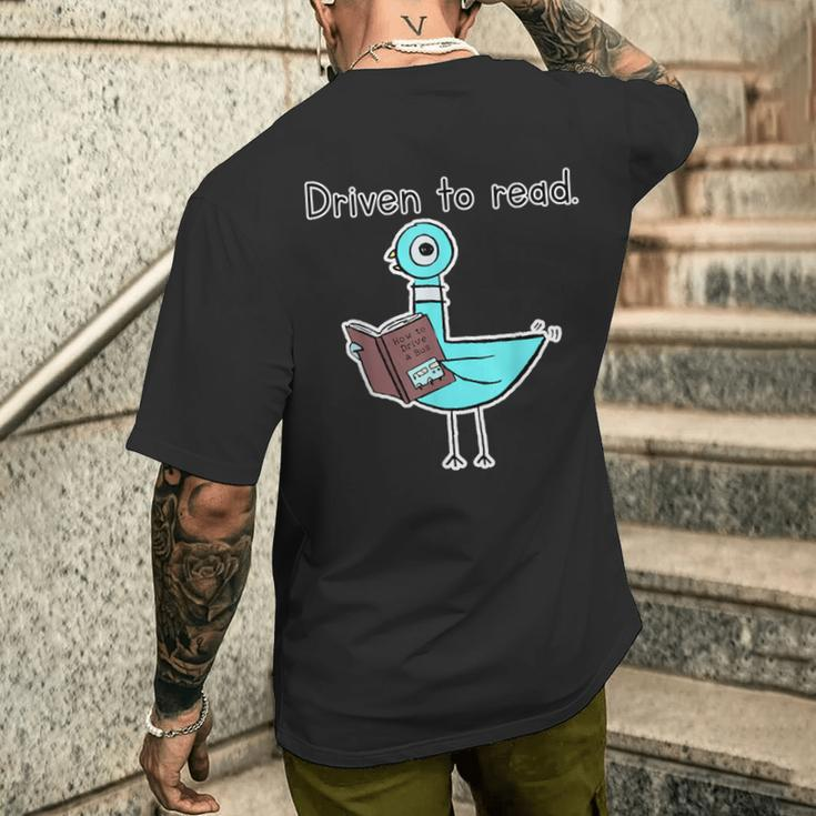 Driven To Read Pigeon Library Reading Books Reader Men's T-shirt Back Print Gifts for Him