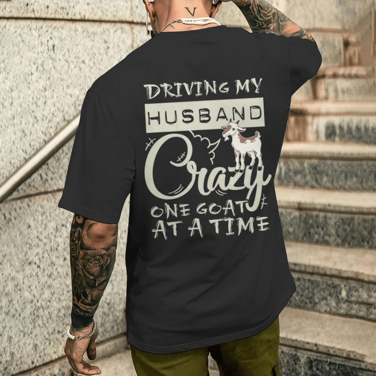 Driving My Husband Crazye Goat At A Time Men's T-shirt Back Print Gifts for Him