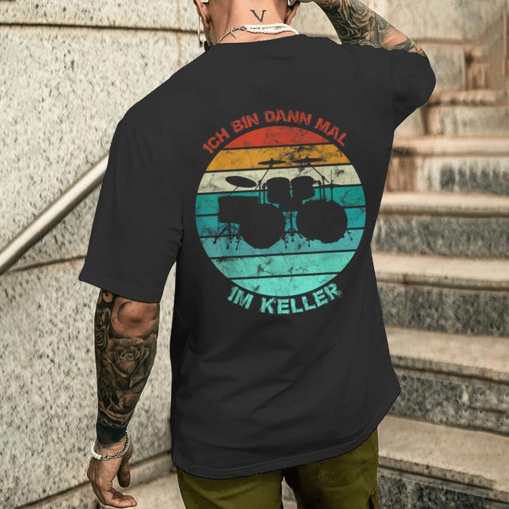 Drum Drum Drum Ich Bin Dann Mal Im Keller Vintage T-Shirt mit Rückendruck Geschenke für Ihn