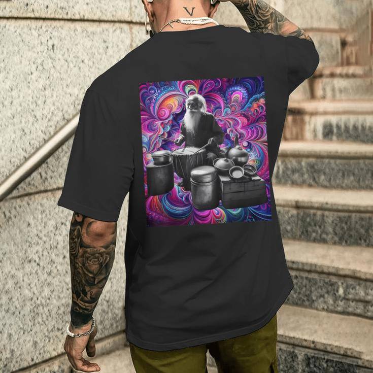 Drumming Tess Für Den Old Man Psychedelic Street Drummer T-Shirt mit Rückendruck Geschenke für Ihn