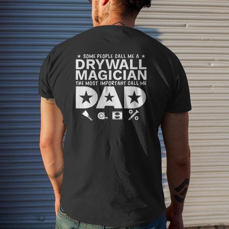 Drywall Finisher Magician Dad Mens Back Print T-shirt Gifts for Him