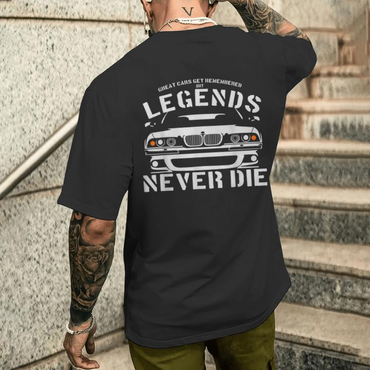 E39 5 Series Legends Never Die T-Shirt mit Rückendruck Geschenke für Ihn