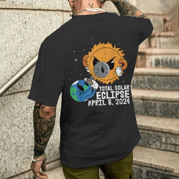 Earth Moon Sun Total Solar Eclipse April 8 2024 Totality Men's T-shirt Back Print Gifts for Him