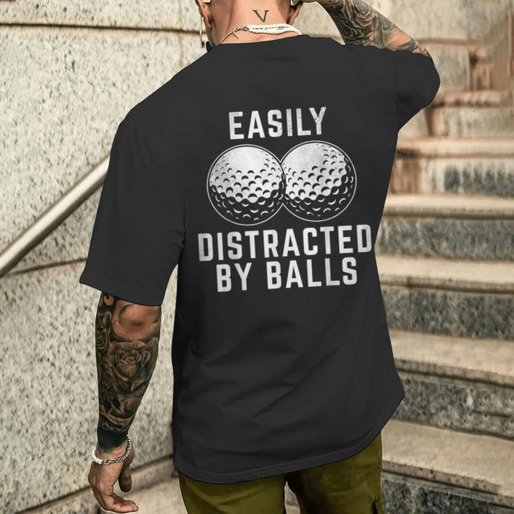 Easily Distracted By Balls Golfer Golf Ball Putt Men's T-shirt Back Print Gifts for Him