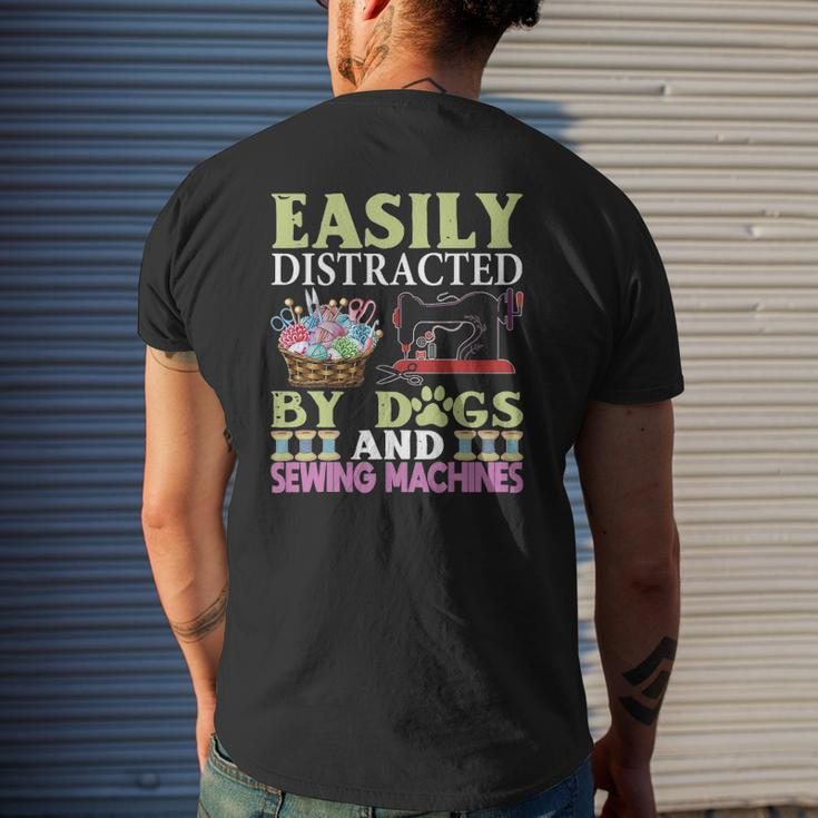 Easily Distracted By Dogs And Sewing Machines Mens Back Print T-shirt Gifts for Him