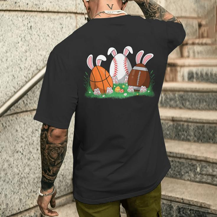 Easter Boys Baseball Basketball Football Bunny Eggs Men's T-shirt Back Print Gifts for Him