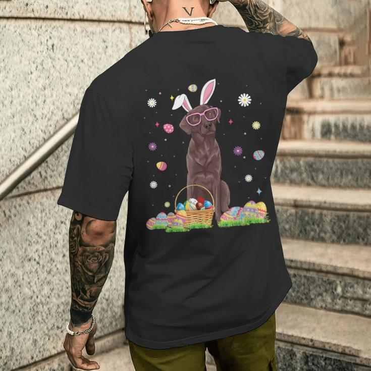 Easter Cute Chocolate Labrador Dog Lover Bunny Eggs Easter Men's T-shirt Back Print Gifts for Him