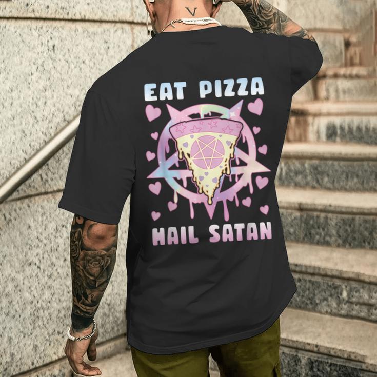 Eat Pizza Hail Satan Occult Satanic T-Shirt mit Rückendruck Geschenke für Ihn